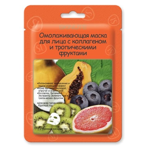 AGE DEFYING COLLAGEN CLOTH MASK Маска омолаживающая для лица с коллагеном и тропическими фруктами 1 шт
