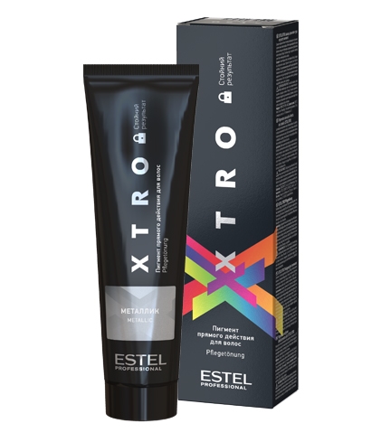 XTRO Пигмент прямого действия для волос BLACK Металлик 100 мл