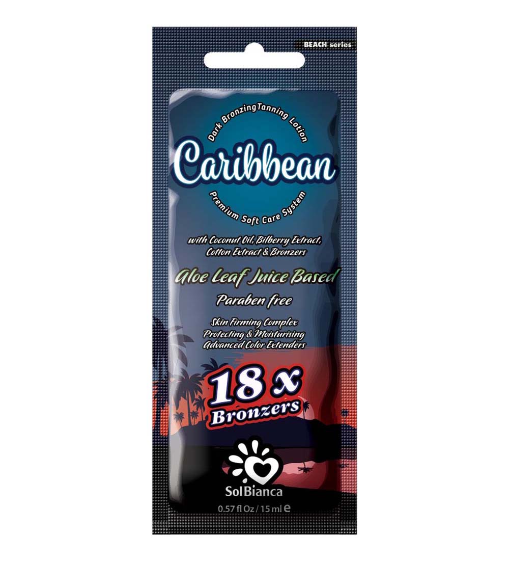 CARIBBEAN 18X BRONZER Крем для солярия (масло кокоса, экстракты ягод черники и хлопка) 15 мл