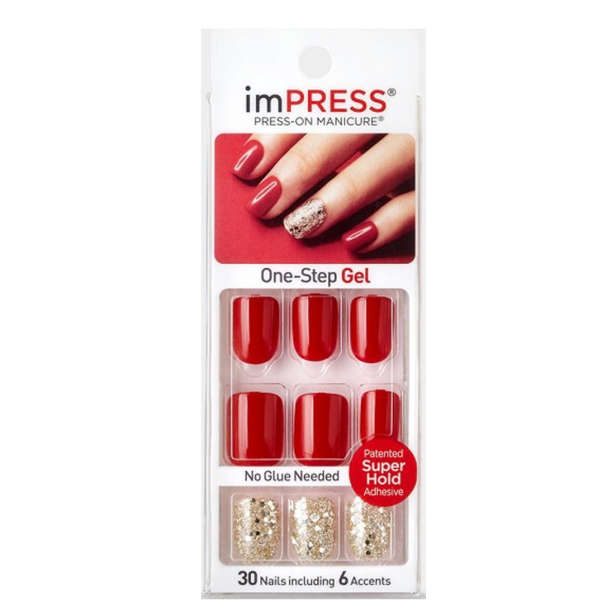 BROADWAY IMPRESS PRESS-ON MANICURE Твердый лак Красное Золото короткая длина BIPA015С