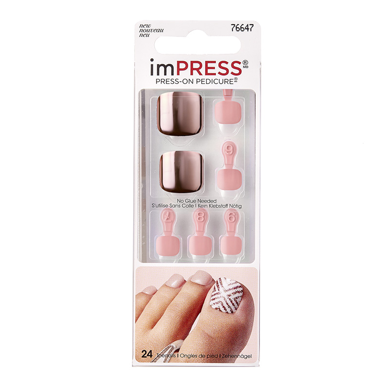 IMPRESS FALSE NAILS PRESS ON PEDICURE Твердый лак Педикюр Стальной отблеск BIPT015C