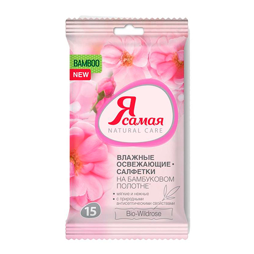 Влажные салфетки освежающие FLOWER COLLECTION 15 шт