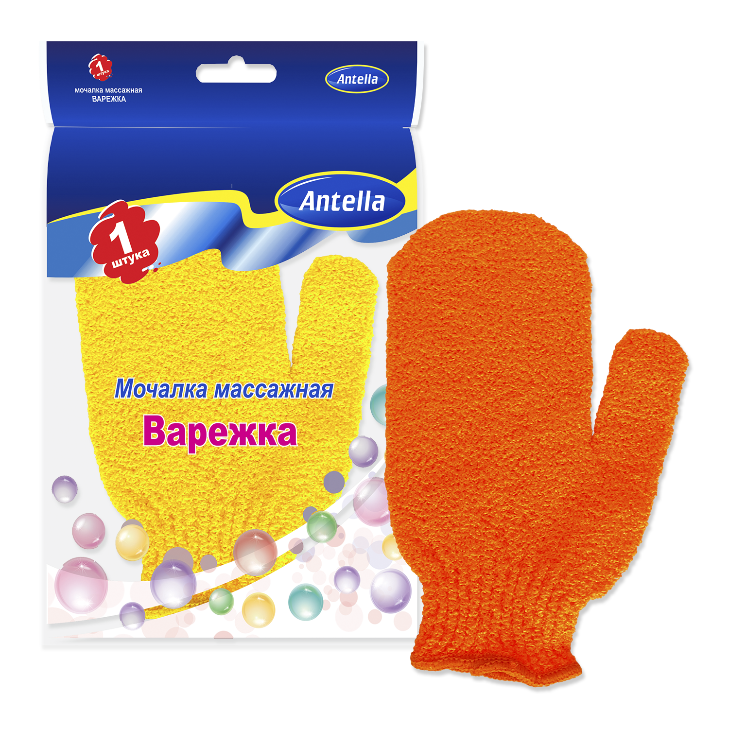 Мочалка варежка массажная нейлоновая 1 шт