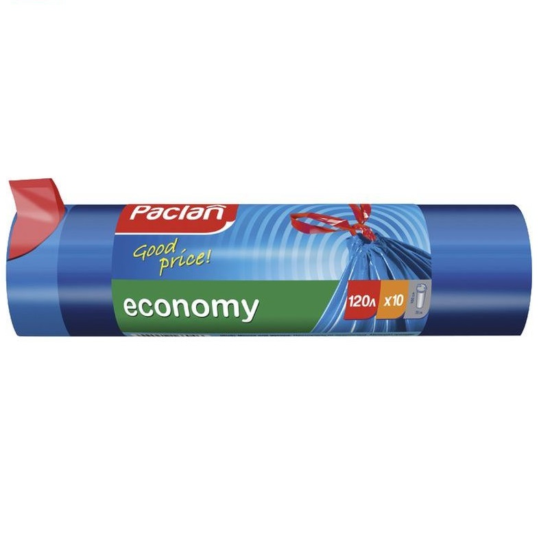 Пакеты для мусора с тесьмой ЭКОНОМ 120л 25мкм (ПВД) 10 шт