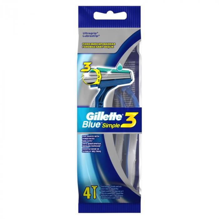 BLUE SIMPLE 3 Станки для бритья одноразовые 4 шт