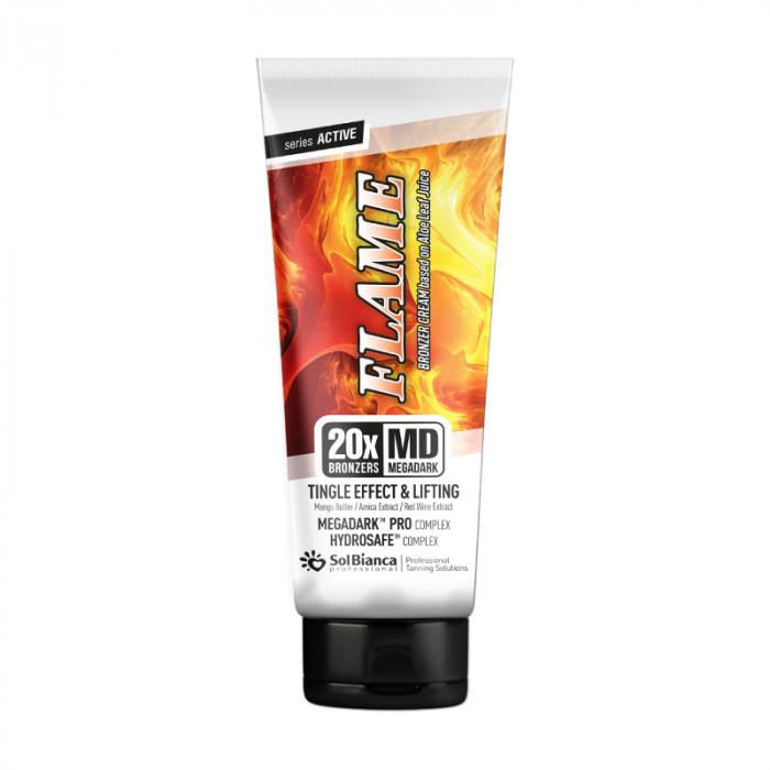 Крем-автозагар “Flame” 20х bronzer с тингл-эфф маслом манго экстрарники и  красного вина  125 мл