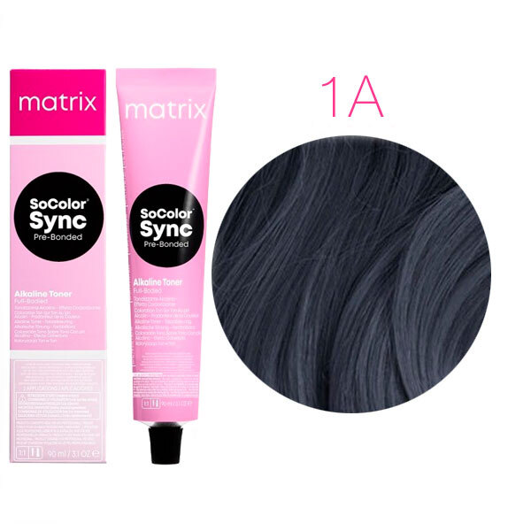SOCOLOR SYNC PRE-BONDED краска для волос 90мл № 1A иссиня-черный пепельный