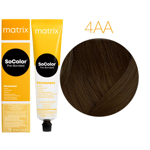 SOCOLOR PRE-BONDED краска для волос 90мл № 4AA шатен глубокий пепельный