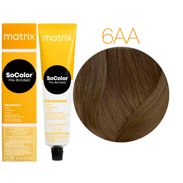 SOCOLOR PRE-BONDED краска для волос 90мл № 6AA темный блондин глубокий пепельный
