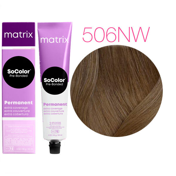 SOCOLOR EXTRA COVERAGE PRE-BONDED краска для волос 100% покрытие седины 90мл № 506NW темный блондин натуральный теплый
