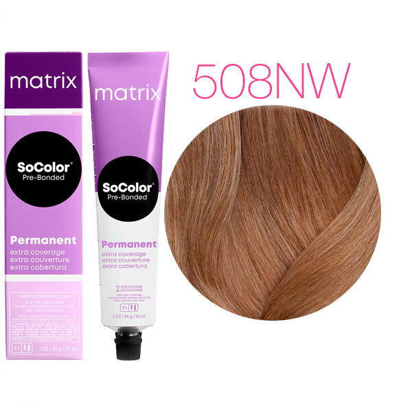SOCOLOR EXTRA COVERAGE PRE-BONDED краска для волос 100% покрытие седины 90мл № 508NW светлый блондин натуральный теплый
