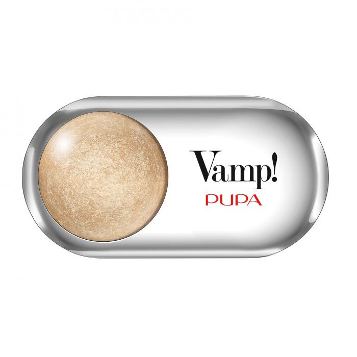 VAMP WETDRY Тени для век запеченные сияющие  № 201 Золотое шампанское