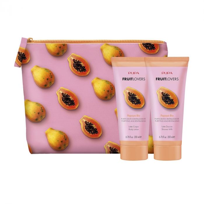 Набор FRUIT LOVERS  для тела Косметичка + Гель для душа Papaya Bio