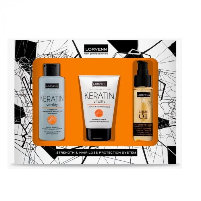Набор KERATIN VITALITY для волос (шампунь 100мл + маска 100мл + масло 50мл)