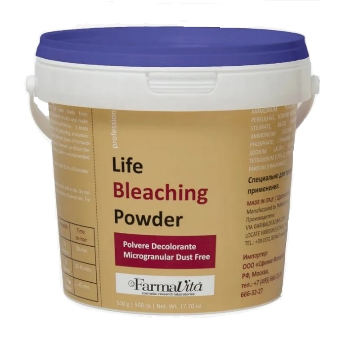 LIFE BLEACHING POWDER  Непылящая микрогранулированная обесцвечивающая пудра голубая 500 г