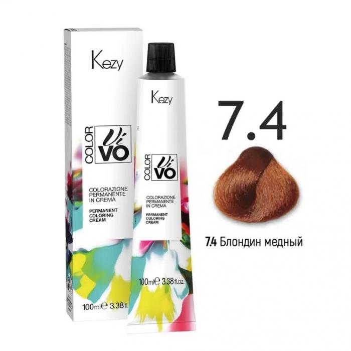 COLOR VIVO Перманентная крем-краска 100 мл № 7.4 Блондин медный