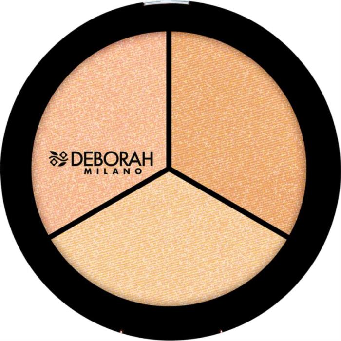 TRIO HIGHLIGHTER Палетка хайлайтеров для лица  Жемчужно-бежевый, Золотой-янтарный, Искрящаяся роза Жемчужно-бежевый; Золотисто-янтарный; Искрящаяся роза, 5г тон
