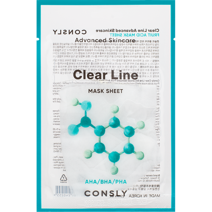 CLEAR LINE Тканевая маска 25 Выравнивающая с фруктовыми кислотами мл