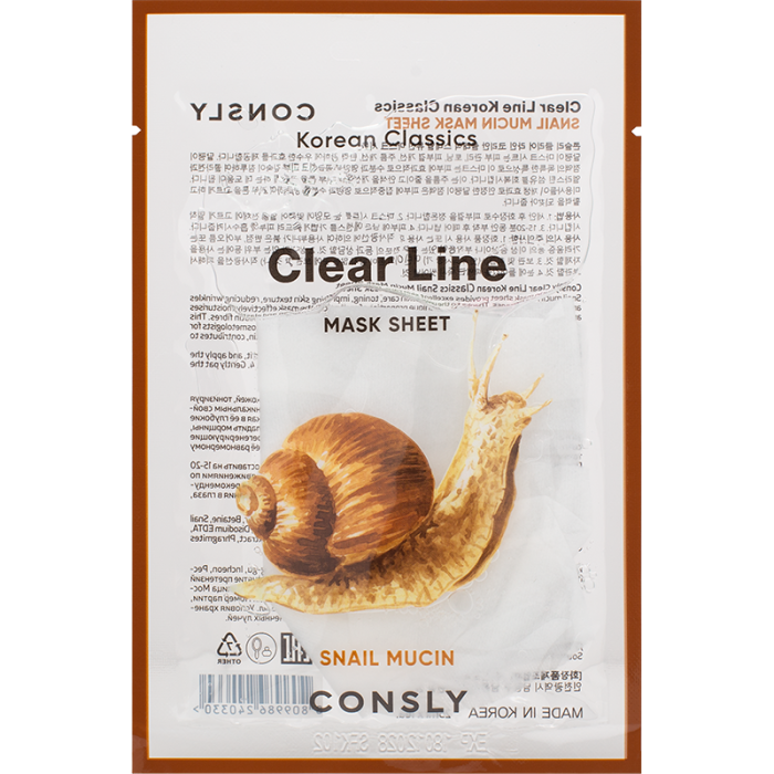 CLEAR LINE Тканевая маска 25 Разглаживающая с муцином улитки мл