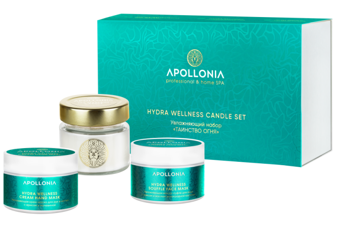 HYDRA WELLNESS CANDLE SET Набор увлажняющий Таинство огня (маска-суфле для лица 150 мл + крем-маска для рук ногтей 75 мл + массажная свеча 100 мл)