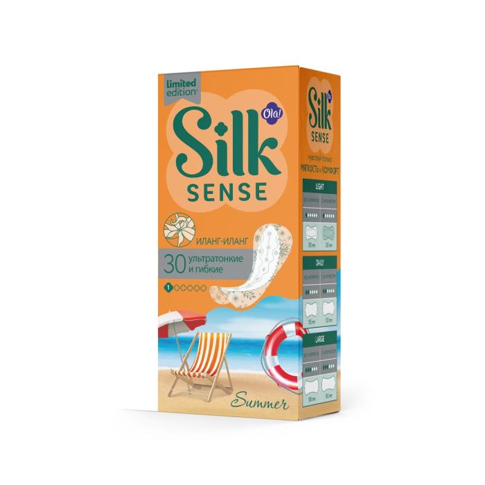 Прокладки ежедневные Silk Sense Light тонкие стринг-мультиформ аромат Иланг-Иланг 30шт 30 шт
