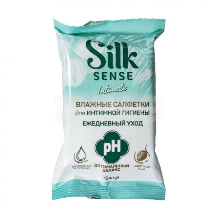 Салфетки влажные для интимной гигиены Silk Sense аромат кокосовая вода 15 шт