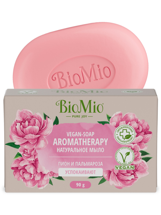 BIO-SOAP AROMATHERAPY Натуральное мылоПион и эфирное масло пальмарозы 90 г