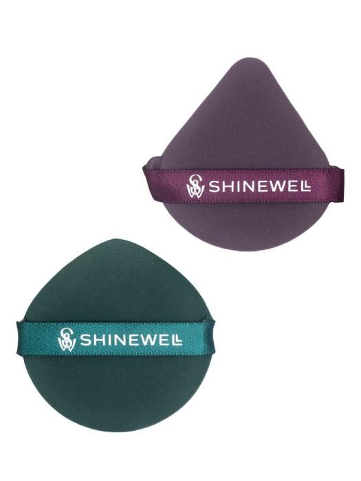 Набор спонжей для макияжа 2 зеленый и фиолетовый шт