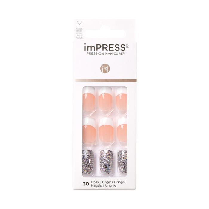 IMPRESS MANICURE ACCENTS Твердый лак Серебряный французский, длина средняя № KIMM14C