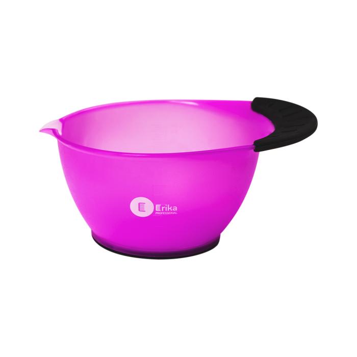 Миска для окрашивания с ручкой прорезиненное дно  мерная шкала фиолетовая 360 мл