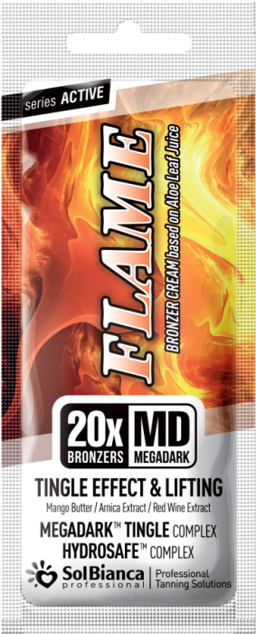 Крем автозагар Flame 20х bronzers с тингл - эффектом, маслом манго, экстрактом арники красного вина 15 мл