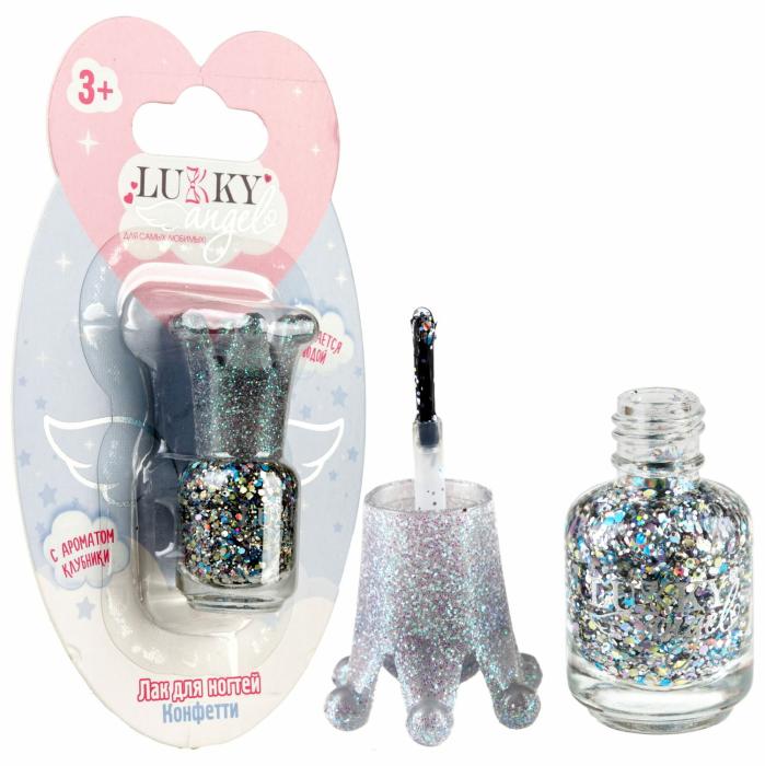 Лак для ногтей белый с блестками с ароматом клубники 5 мл