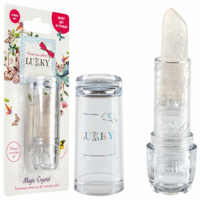 Magic Crystal Помада блестящая меняющая цвет на розовый прозрачный с блестками с ароматом ванили 3.4 г