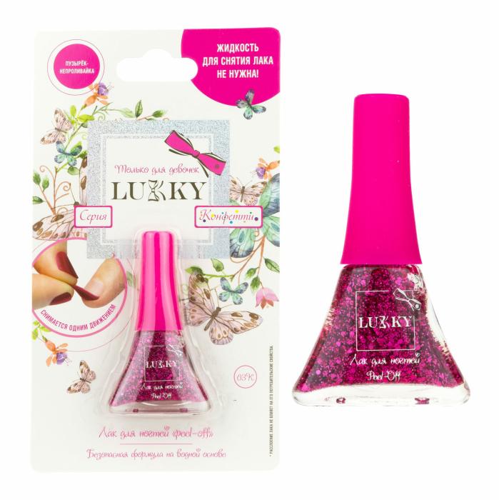 Конфетти Лак для ногтей 03К фуксия с блестками 5.5 мл