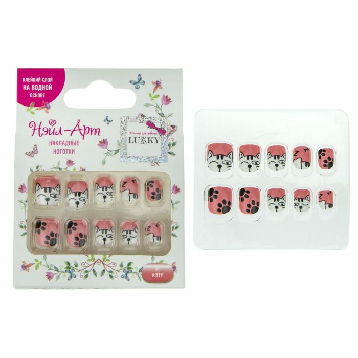 Нэйл-Арт Набор#1 Kitty 10накладных ногтей на клеевой основе 3-10лет 1 шт