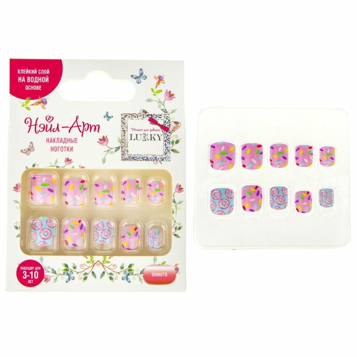 Нэйл-Арт Набор#3 Donuts 10накладных ногтей на клеевой основе 3-10лет 1 шт