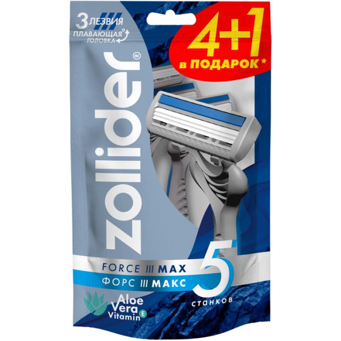 Force 3 Max, одноразовые бритвенные станки 3 лезвия, 4+1 шт 5 шт