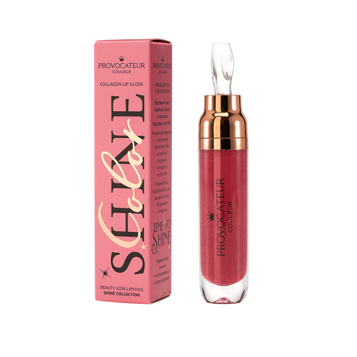 Блеск для губ с коллагеном Time to shine № 66 красновато-бордовый