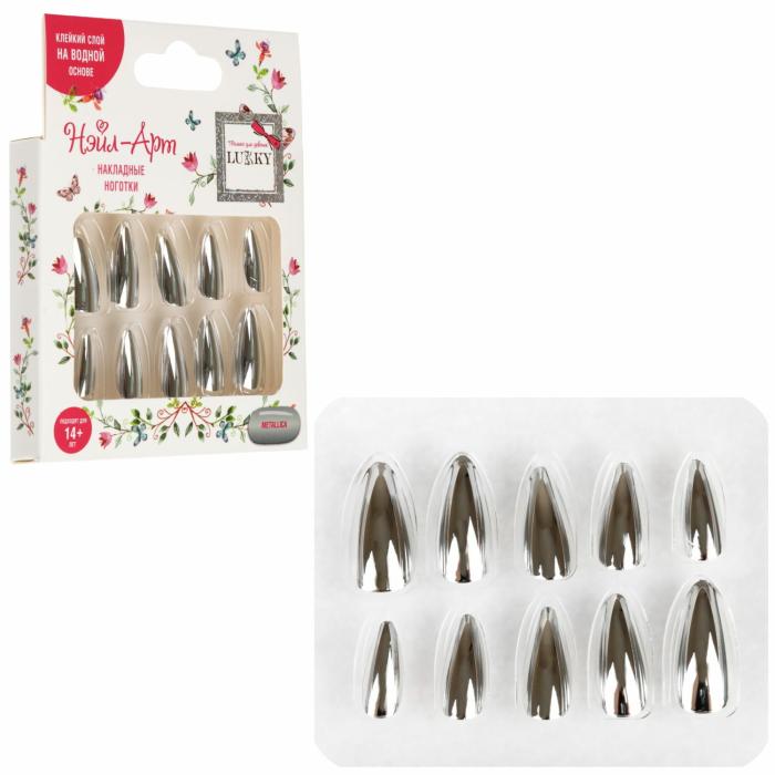 Нэйл-Арт Набор# Metallica 10 накладных ногтей на клеевой основе 14+ 1 шт
