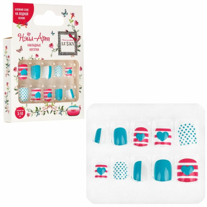 Нэйл-Арт Набор# Pinky 10 накладных ногтей на клеевой основе 3-10лет 1 шт