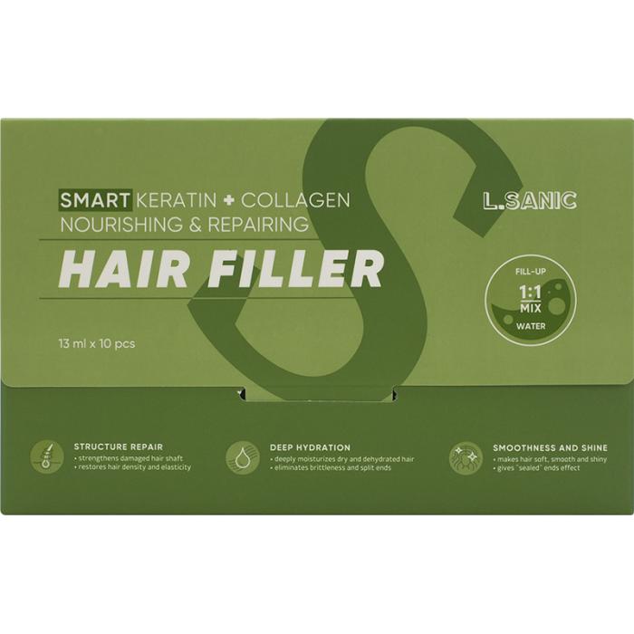 Восстанавливающий филлер для волос с кератином, коллагеном и комплексом протеинов 13 мл