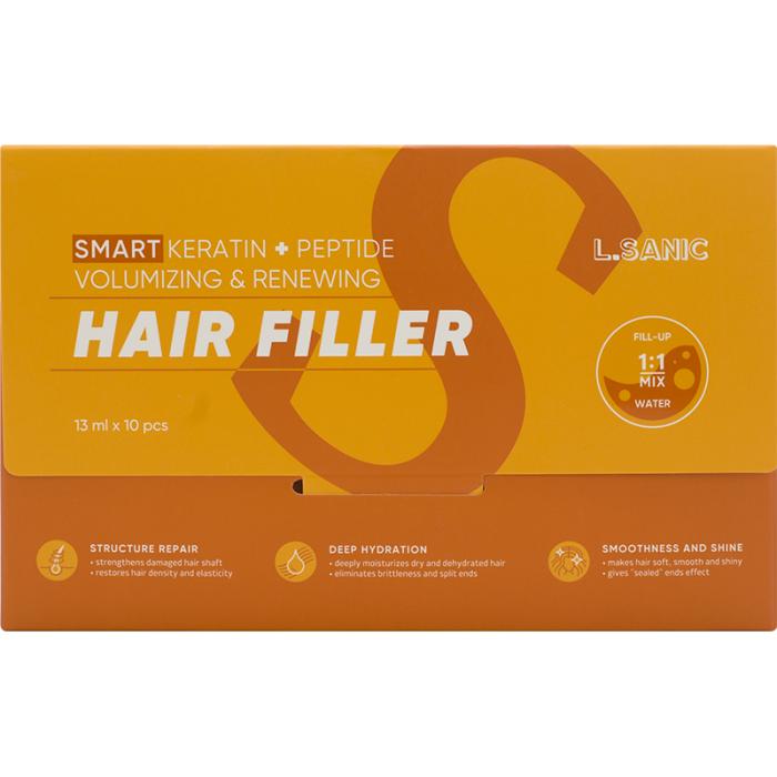 Укрепляющий филлер для волос с кератином, пептидом и комплексом протеинов 13 мл