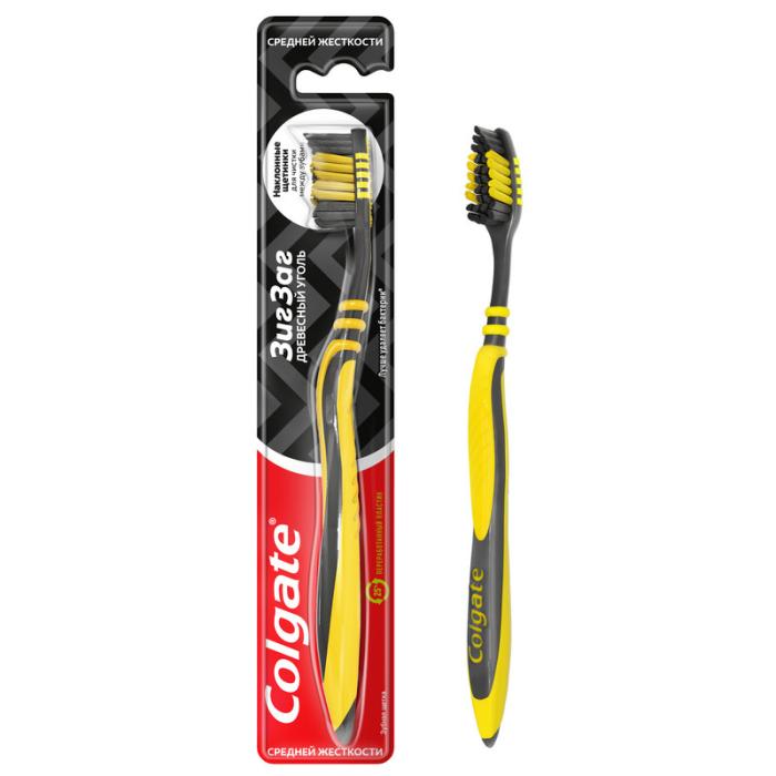 Зубная щетка Зиг Заг с древесным углем средней жесткости 1 шт