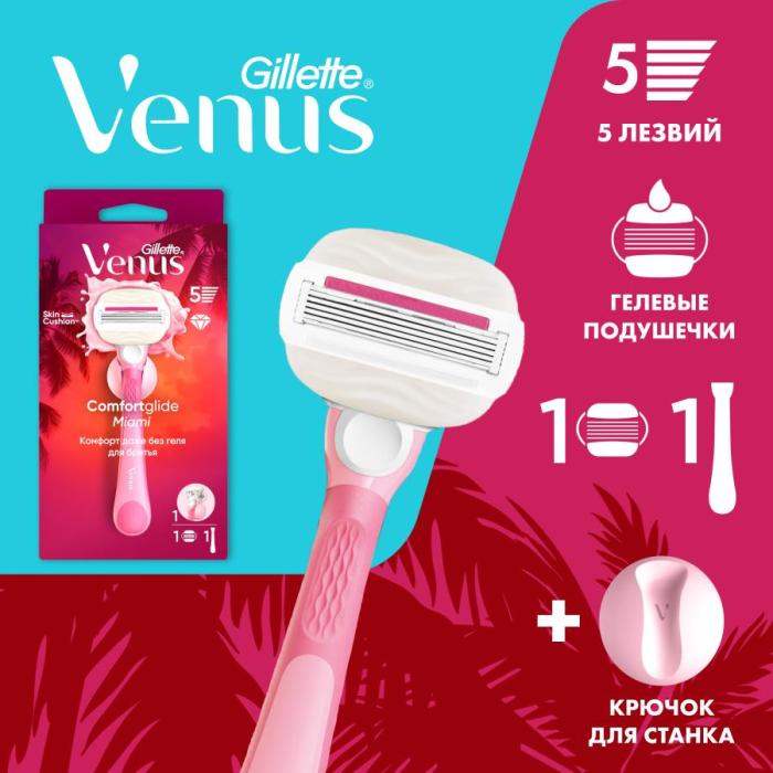 Venus Comfortglide Miami Бритва с 1сменной кассетой + держатель 1 шт