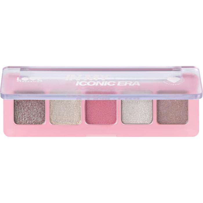 Палетка дуохромных теней In My Iconic Era № 01 фиолетово-голубой дуохром, золотисто-лаймовый дуохром, холодный розово-голубой дуохром, холодный бело-голубой дуохром, лилово-бирюзовый дуохром