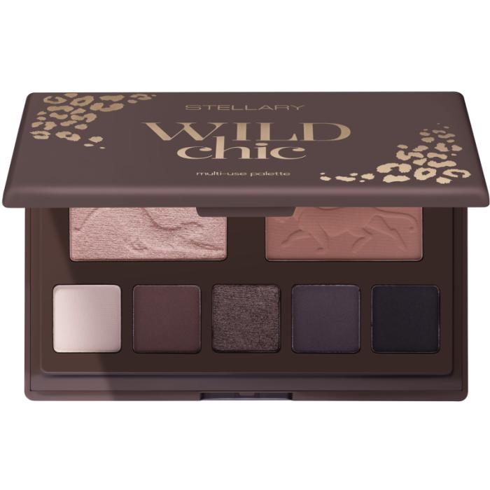 Палетка для лица и глаз Eye&Face palette Wild Chic collection мультифункциональная № ОТТЕНКИ ТЕНЕЙ:
Светло-бежевый (матовый) 
Молочный шоколад (матовый)
Эспрессо (сияющий)
Дымчато-синий (матовый)
Черный (матовый)ОТТЕНКИ ДЛЯ ЛИЦА:
Хайлайтер цвета шампань  (сухой, вл