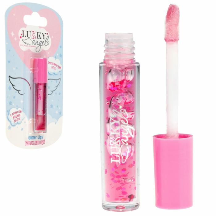 Glitter Lips Блеск для губ голографический ягодный десерт, цвет красный 1.2 мл