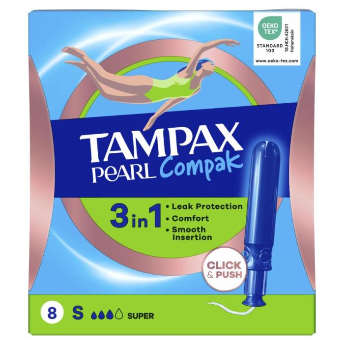 Compak Pearl Тампоны женские гигиен. с аппликатором Super 8 шт