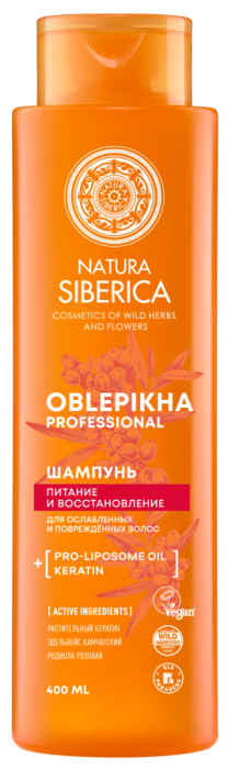 Oblepikha Professional Облепиховый шампунь Питание и восстановление для ослабенных и поврежденных волос 400 мл