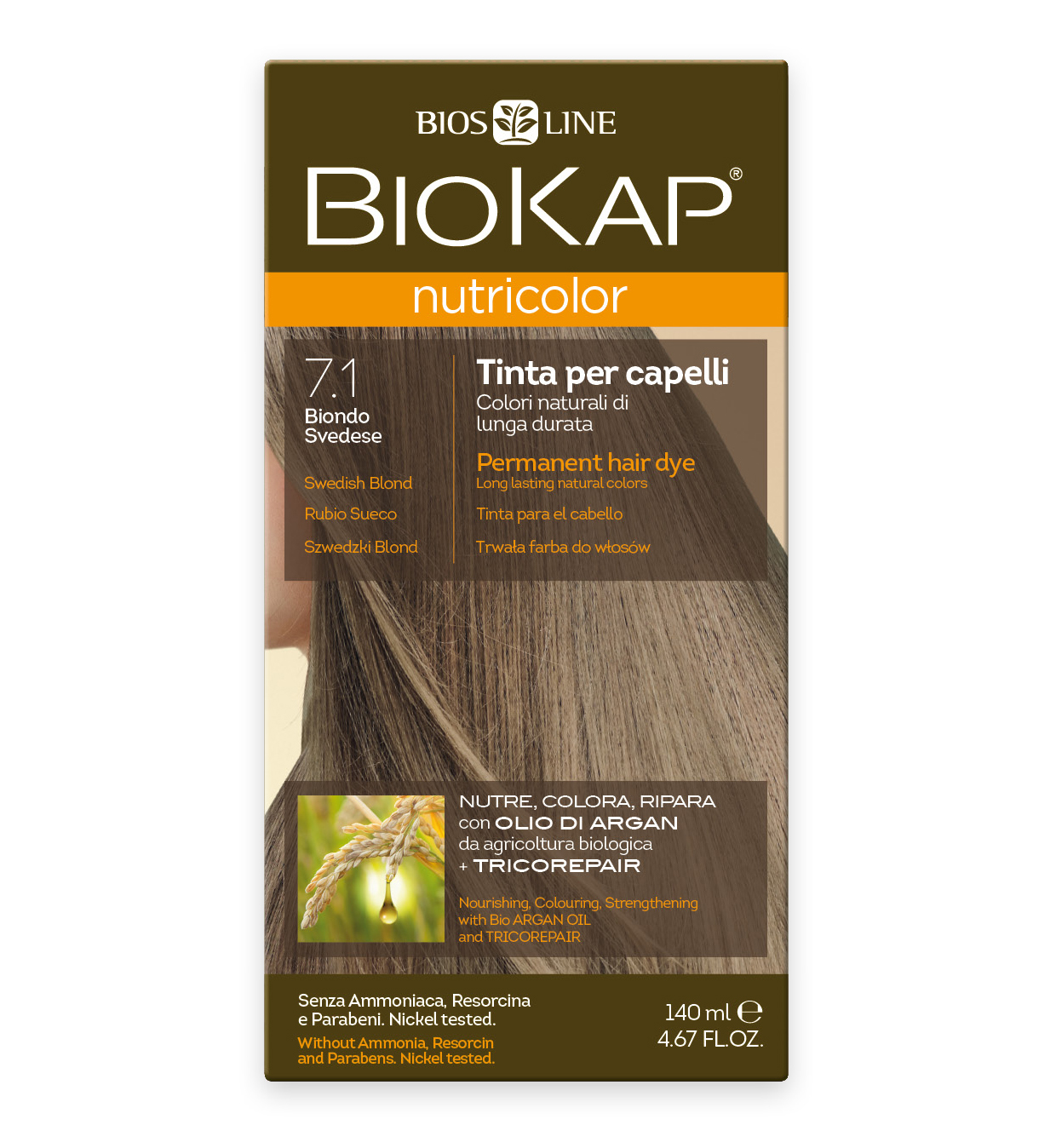 NUTRICOLOR Краска для волос № 7.1 Шведский блондин пепельный 140мл